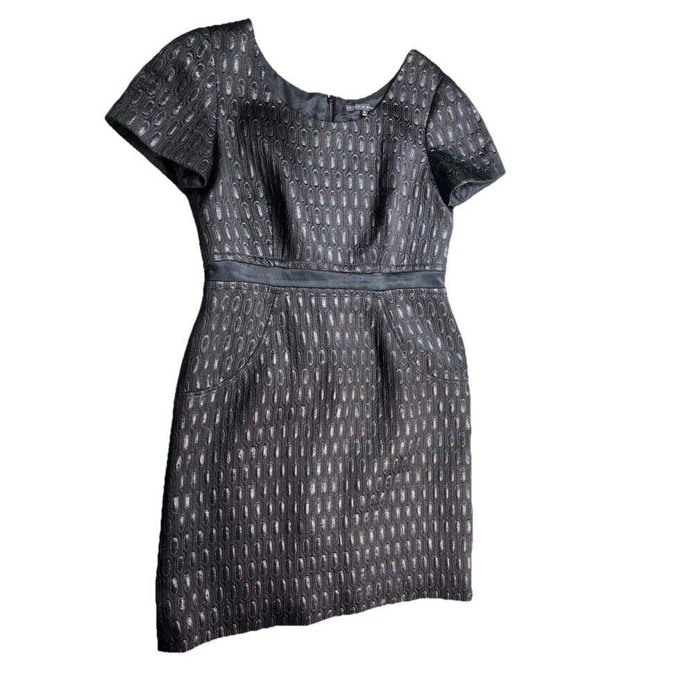 Antonio Melani Black Textured Sheath Dress Size‎ 10 Short Sleeve Cocktail Career